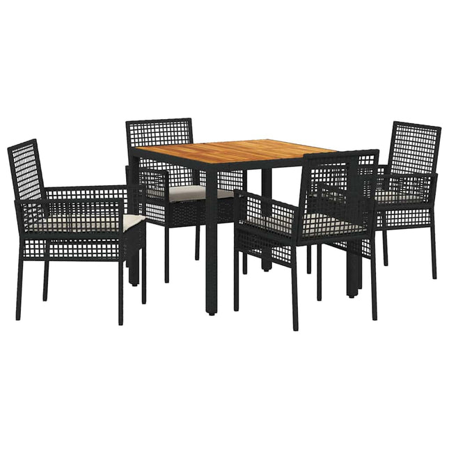 Have Spisebordssæt 5 stk. Sort polyrattan