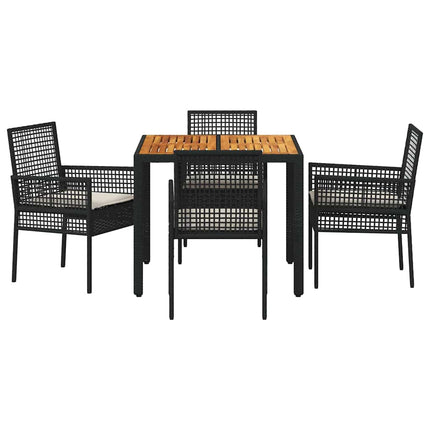 Have Spisebordssæt 5 pcs Sort polyrattan