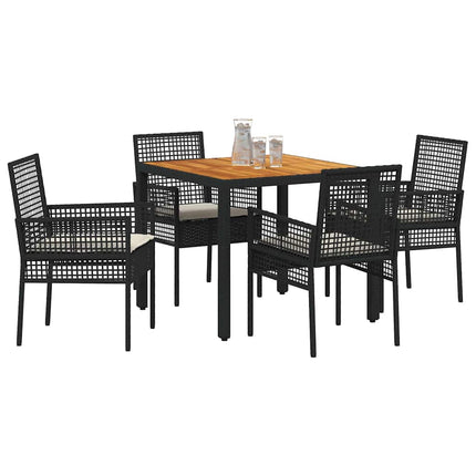 Have Spisebordssæt 5 pcs Sort polyrattan
