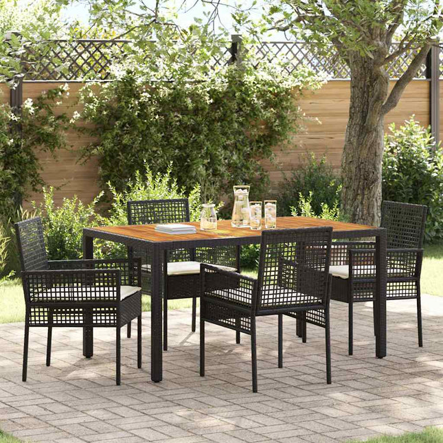 Have Spisebordssæt 5 stk. Sort polyrattan
