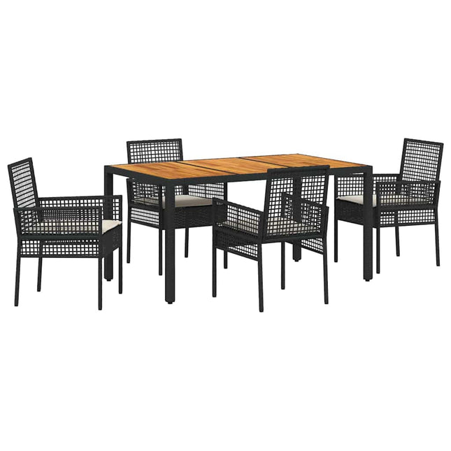 Have Spisebordssæt 5 stk. Sort polyrattan