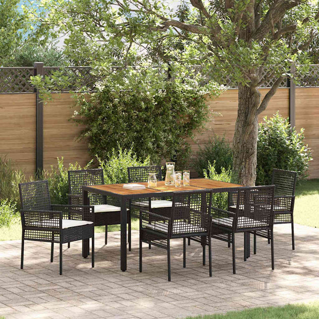 Have Spisebordssæt 7 stk. Sort polyrattan