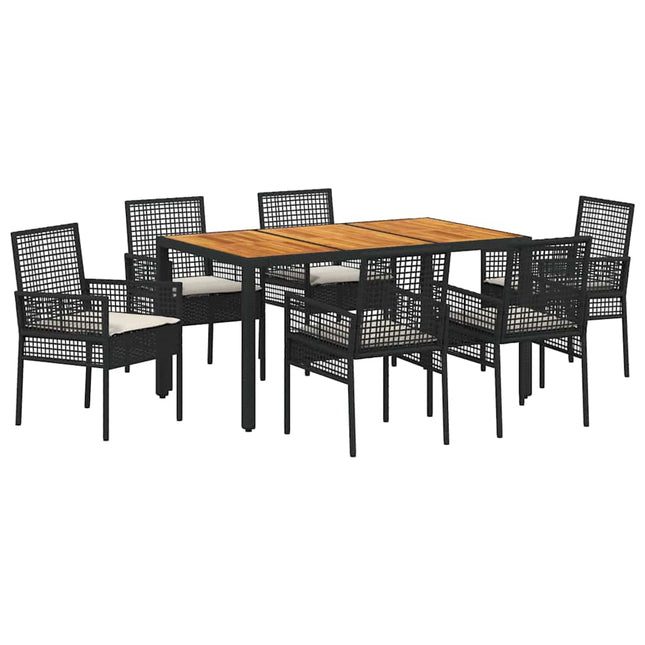 Have Spisebordssæt 7 stk. Sort polyrattan