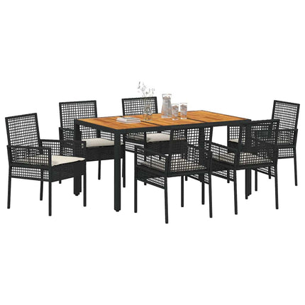 Have Spisebordssæt 7 pcs Sort polyrattan