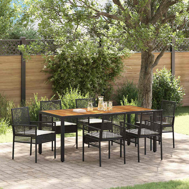 Have Spisebordssæt 7 stk. Sort polyrattan