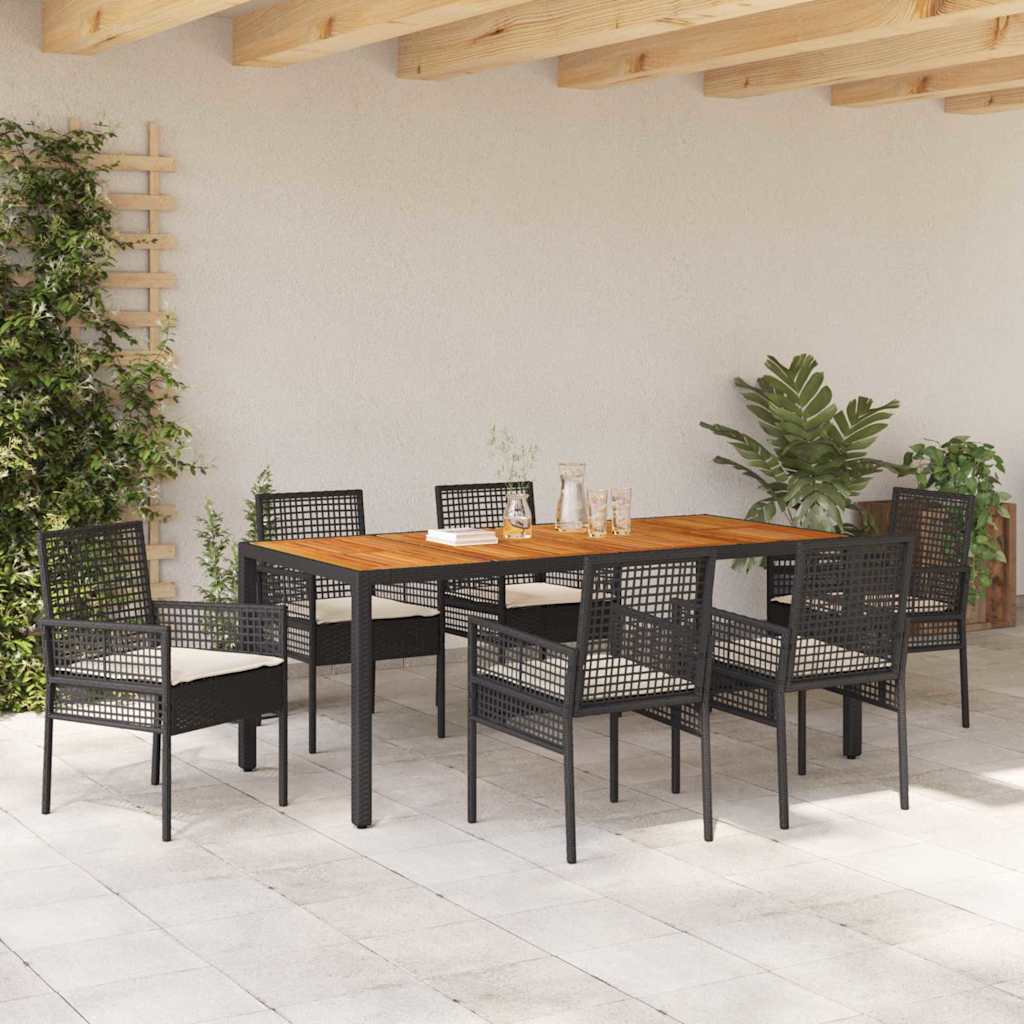 Have Spisebordssæt 7 pcs Sort polyrattan