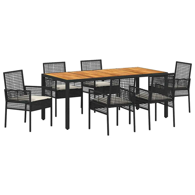 Have Spisebordssæt 7 stk. Sort polyrattan