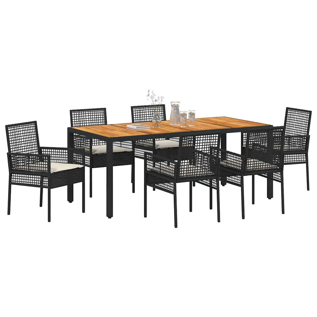 Have Spisebordssæt 7 pcs Sort polyrattan