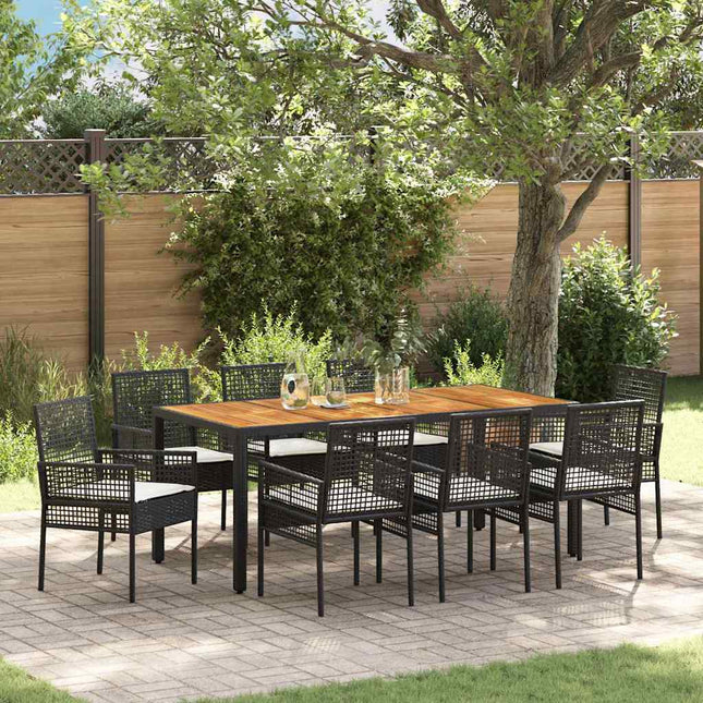 Have Spisebordssæt 9 stk. Sort polyrattan
