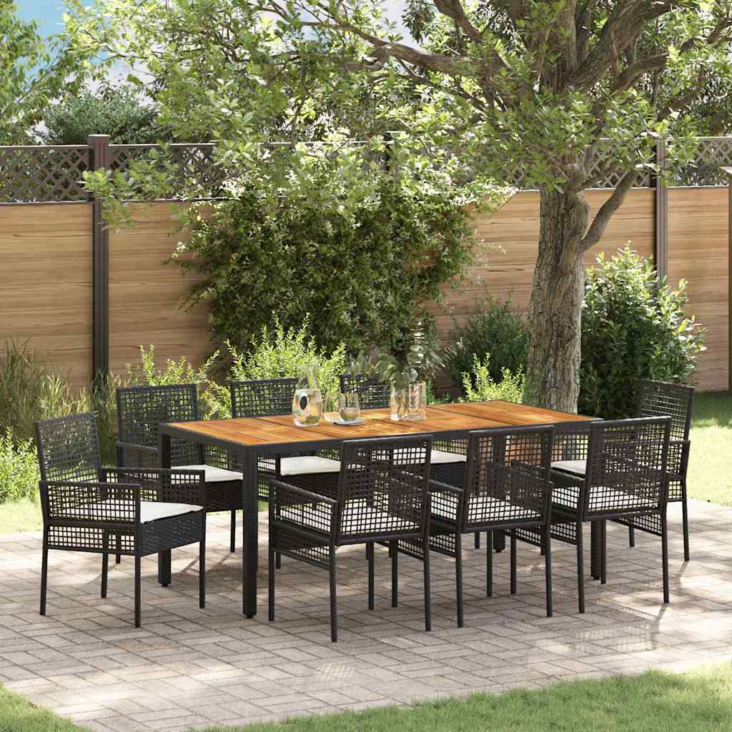 Have Spisebordssæt 9 pcs Sort polyrattan