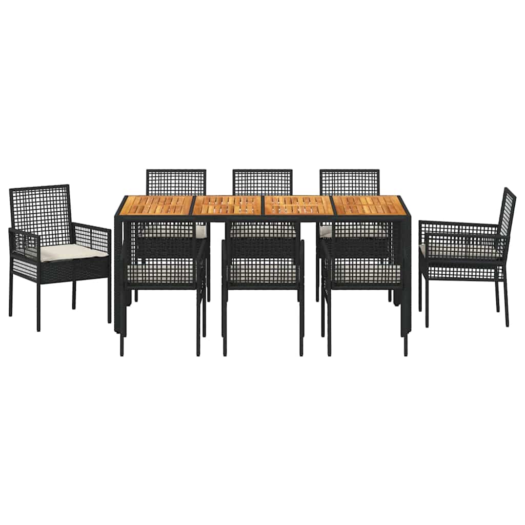 Have Spisebordssæt 9 pcs Sort polyrattan