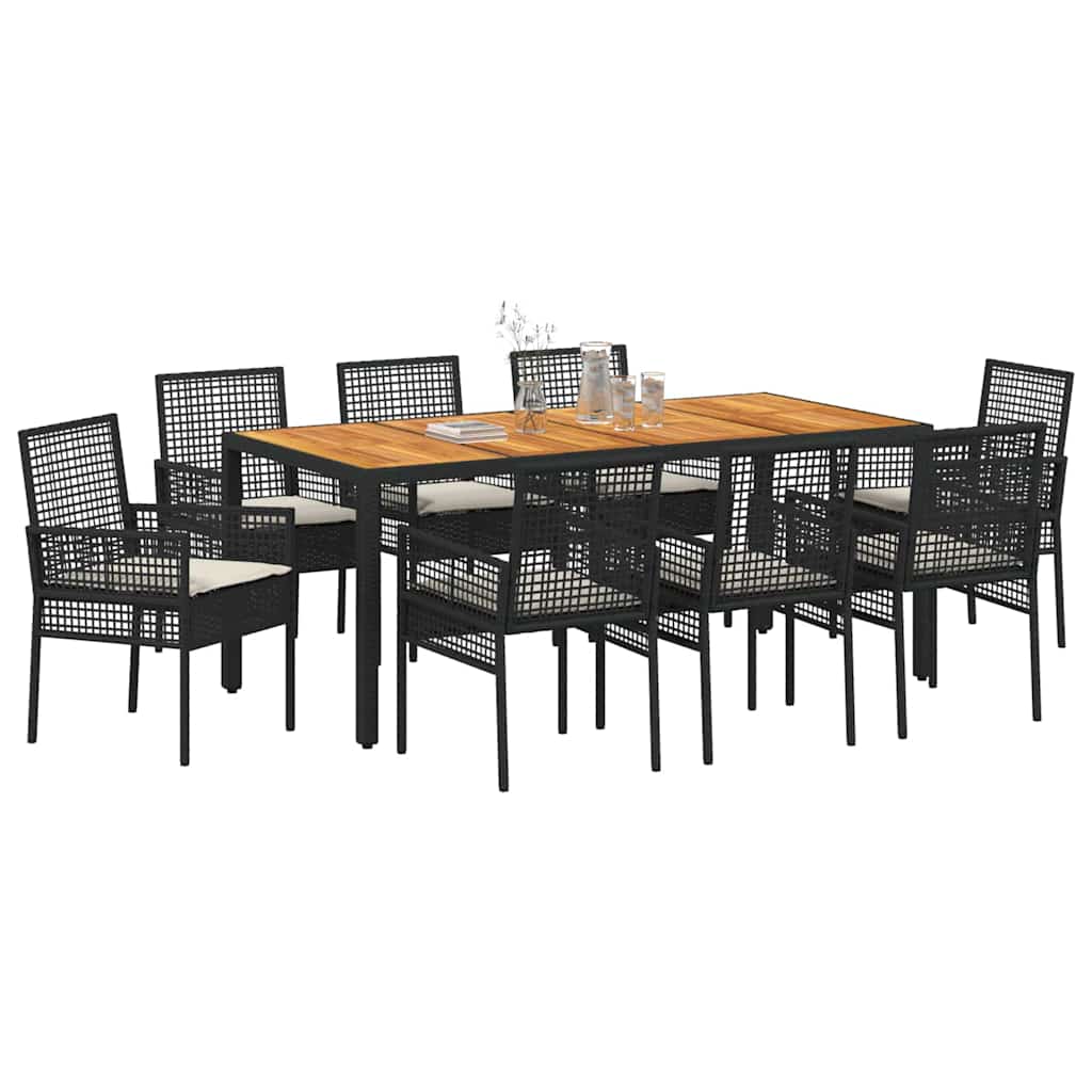 Have Spisebordssæt 9 pcs Sort polyrattan