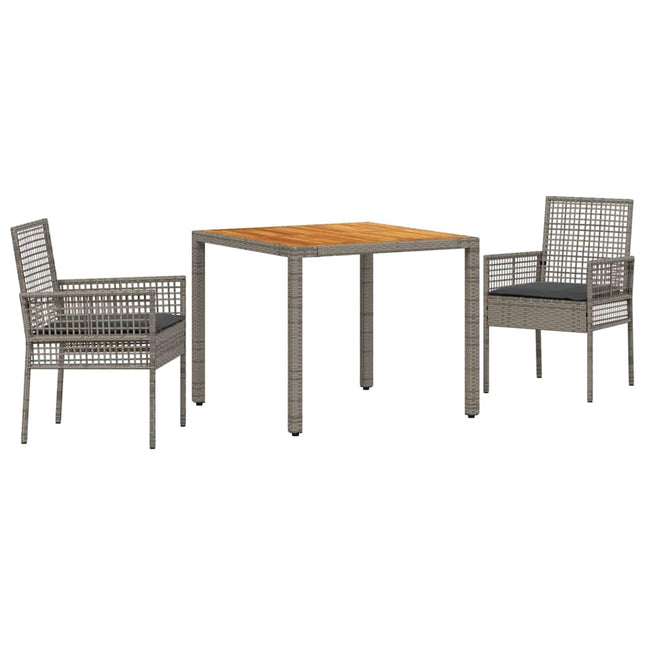 Have Spisebordssæt 3 pcs Grå polyrattan