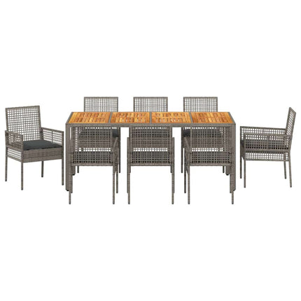 Have Spisebordssæt 9 pcs Grå polyrattan