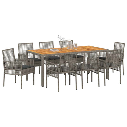 Have Spisebordssæt 9 pcs Grå polyrattan
