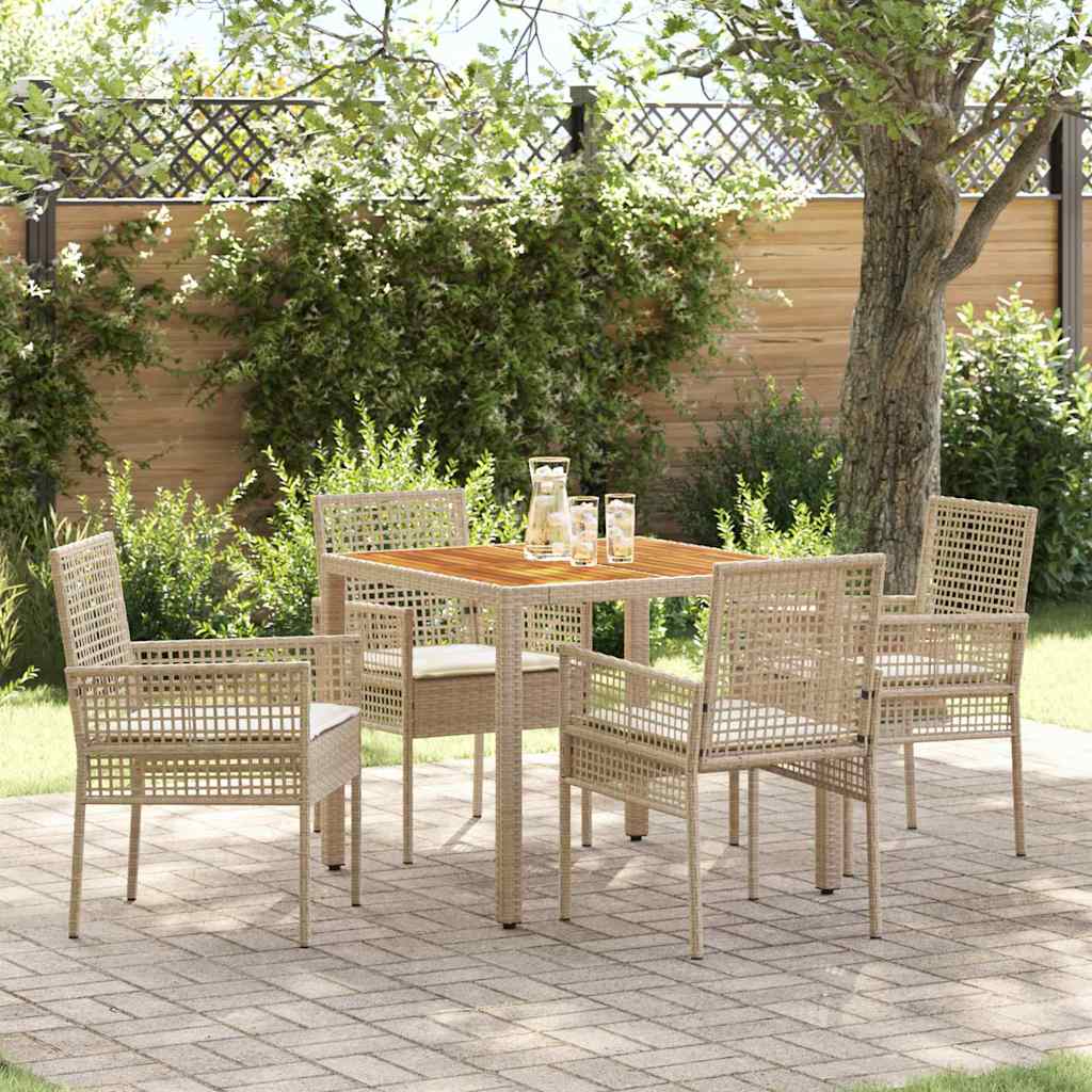 Have Spisebordssæt 5 pcs Beige polyrattan