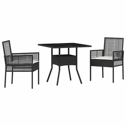 Have Spisebordssæt 3 pcs Sort polyrattan