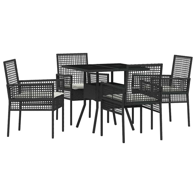 Have Spisebordssæt 5 pcs Sort polyrattan