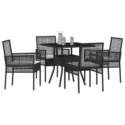 Have Spisebordssæt 5 pcs Sort polyrattan