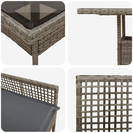 Have Spisebordssæt 3 pcs Grå polyrattan