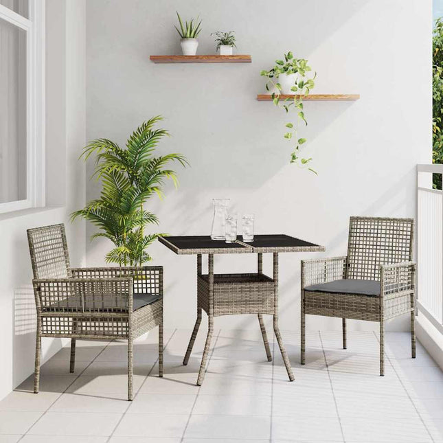 Have Spisebordssæt 3 stk. Grå polyrattan