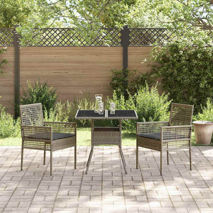 Have Spisebordssæt 3 pcs Grå polyrattan