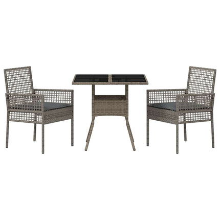 Have Spisebordssæt 3 pcs Grå polyrattan