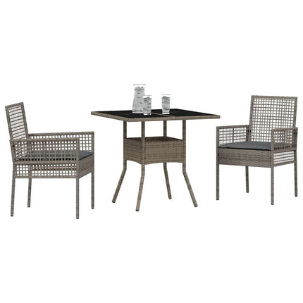 Have Spisebordssæt 3 pcs Grå polyrattan