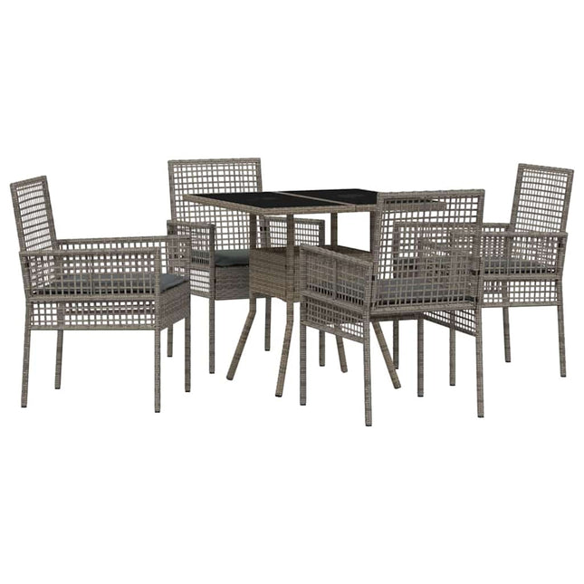 Have Spisebordssæt 5 pcs Grå polyrattan