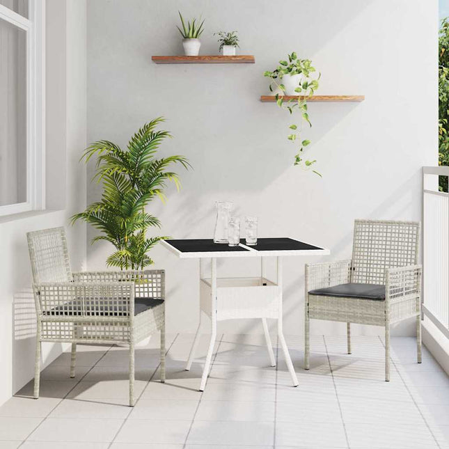 Have Spisebordssæt 3 stk. Lysegrå polyrattan