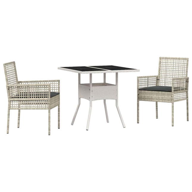 Have Spisebordssæt 3 stk. Lysegrå polyrattan