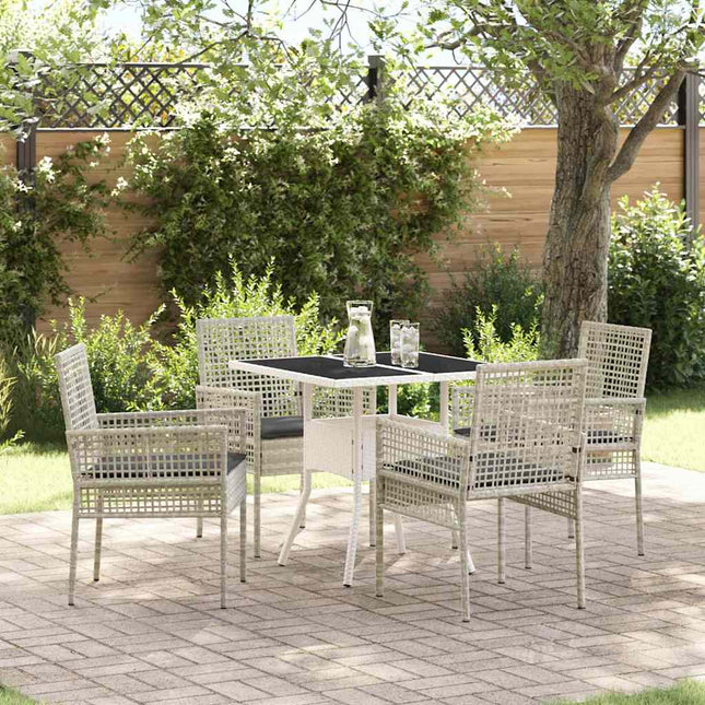Have Spisebordssæt 5 pcs Lysegrå polyrattan