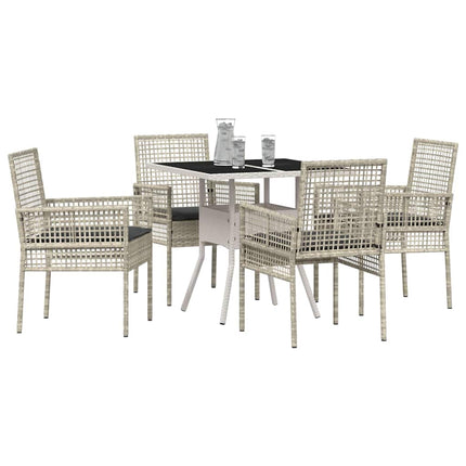 Have Spisebordssæt 5 pcs Lysegrå polyrattan