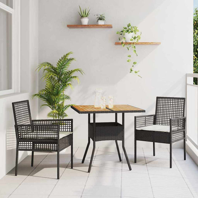 Have Spisebordssæt 3 stk. Sort polyrattan