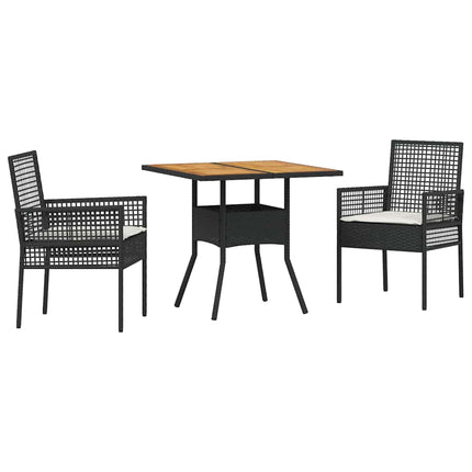 Have Spisebordssæt 3 pcs Sort polyrattan