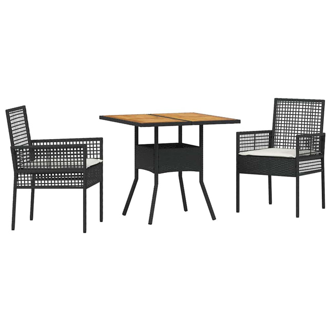 Have Spisebordssæt 3 stk. Sort polyrattan