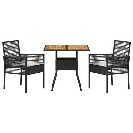 Have Spisebordssæt 3 pcs Sort polyrattan