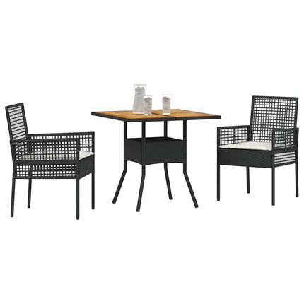Have Spisebordssæt 3 pcs Sort polyrattan