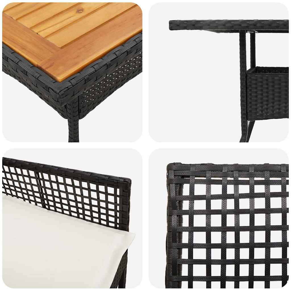 Have Spisebordssæt 5 pcs Sort polyrattan