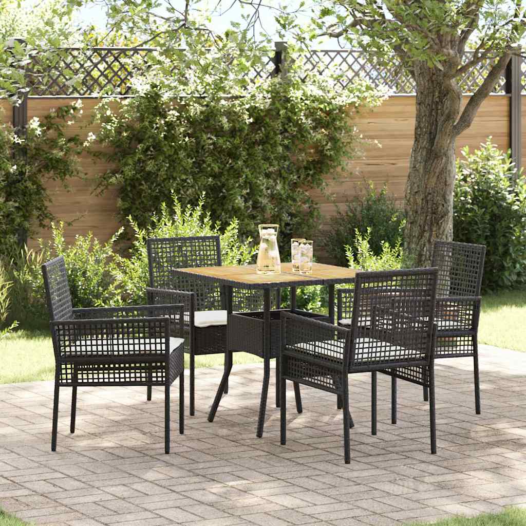 Have Spisebordssæt 5 pcs Sort polyrattan