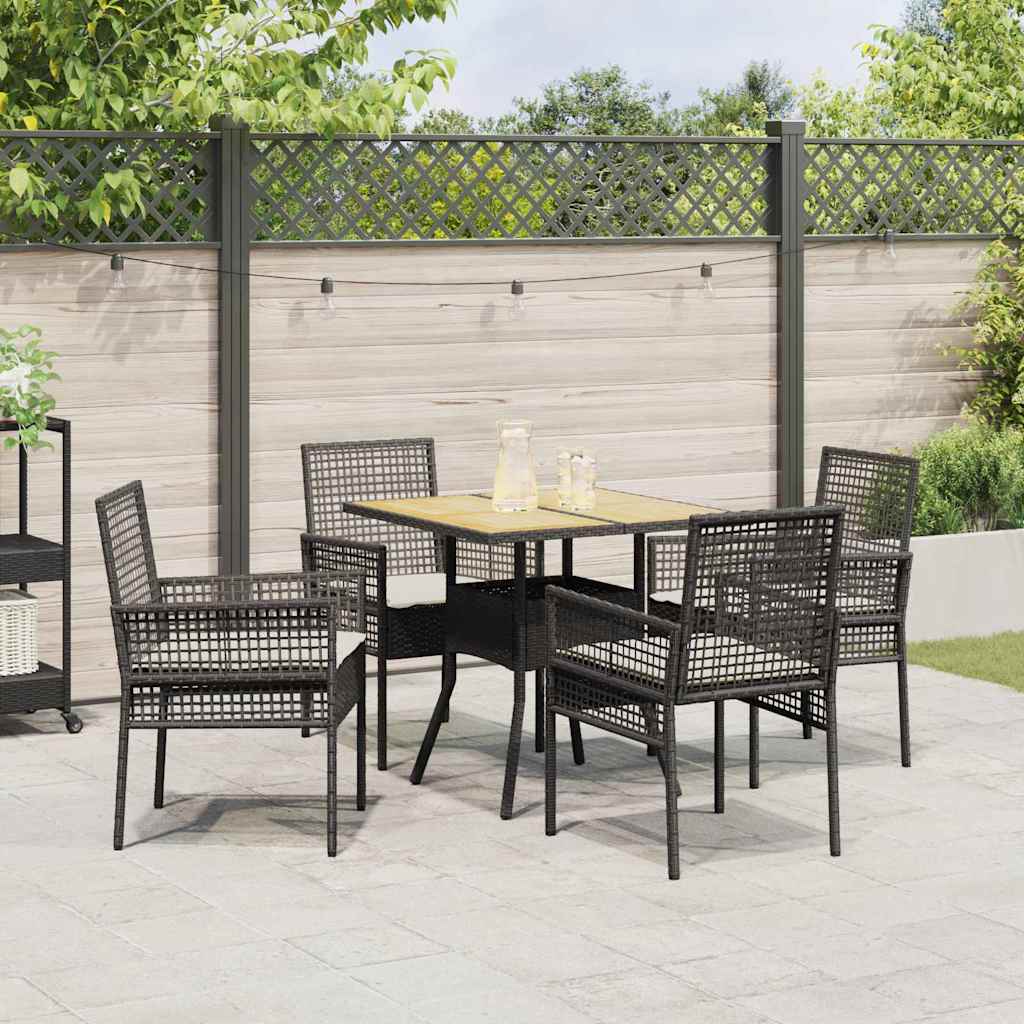 Have Spisebordssæt 5 pcs Sort polyrattan