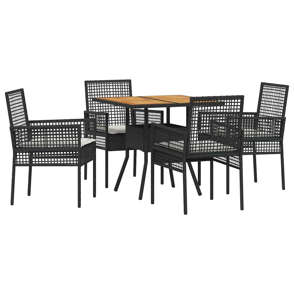 Have Spisebordssæt 5 pcs Sort polyrattan
