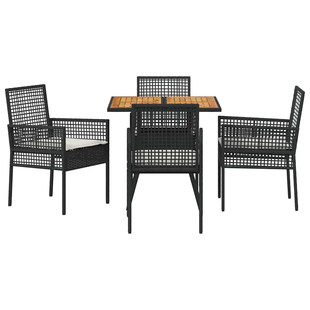 Have Spisebordssæt 5 pcs Sort polyrattan