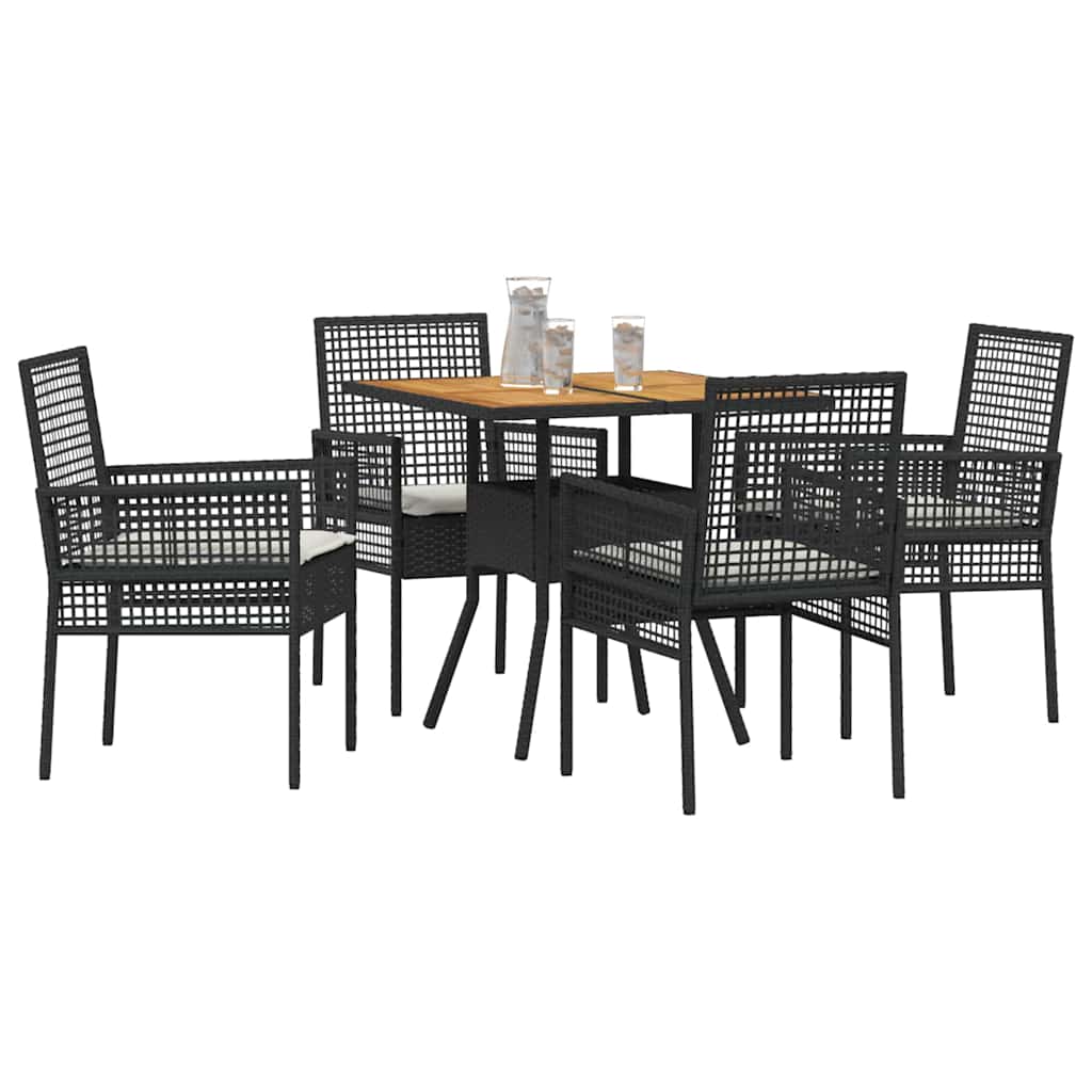Have Spisebordssæt 5 pcs Sort polyrattan