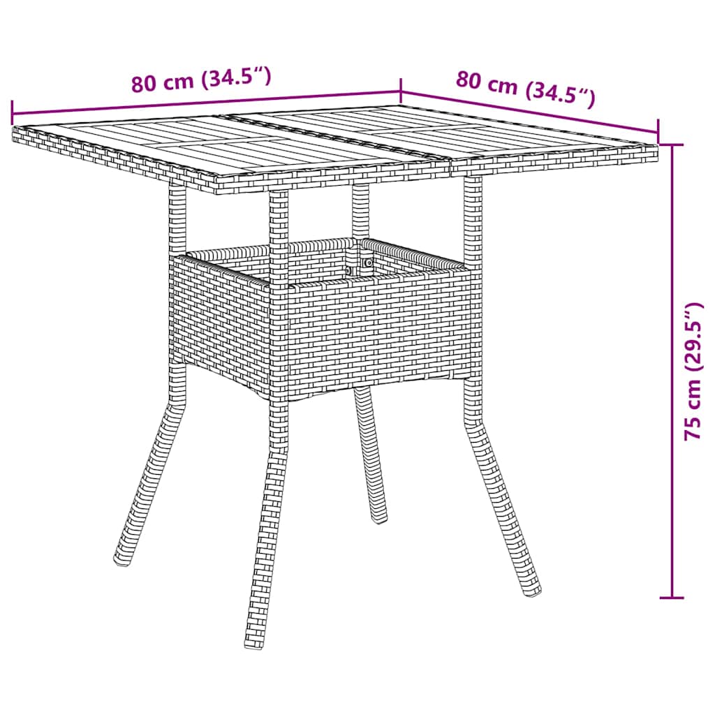 Have Spisebordssæt 5 pcs Sort polyrattan