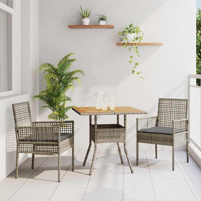 Have Spisebordssæt 3 stk. Grå polyrattan