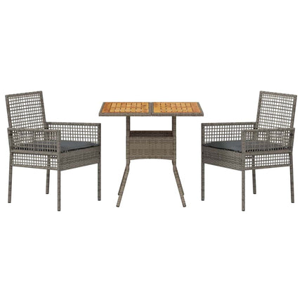 Have Spisebordssæt 3 pcs Grå polyrattan