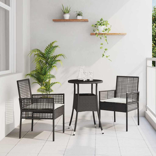 Have Spisebordssæt 3 stk. Sort polyrattan