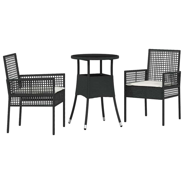 Have Spisebordssæt 3 stk. Sort polyrattan