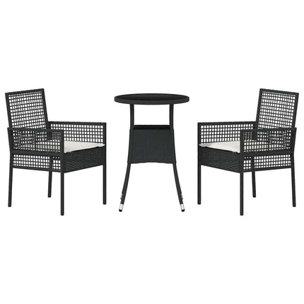 Have Spisebordssæt 3 stk. Sort polyrattan
